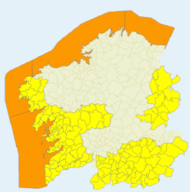 Prediciu00f3n de avisos para el viernes segu00fan Meteogalicia