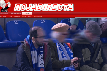Fotomontaje con la web del foro de Rojadirecta con enalces al partido del Deportivo ayer