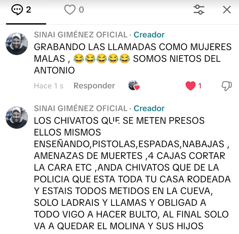 Mensaje de Sinau00ed Gimu00e9nez en su cuenta sinaigimenezpresidente