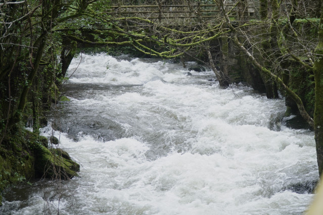 La cascada de Fervenza de Belelle (A Coruña) durante la borrasca que afecta a Galicia, a 27 de enero de 2026, en Neda, A Coruña, Galicia (España). El 112 Galicia registró, hasta las 08.00 horas de este martes, más de 800 incidencias relacionadas con la me