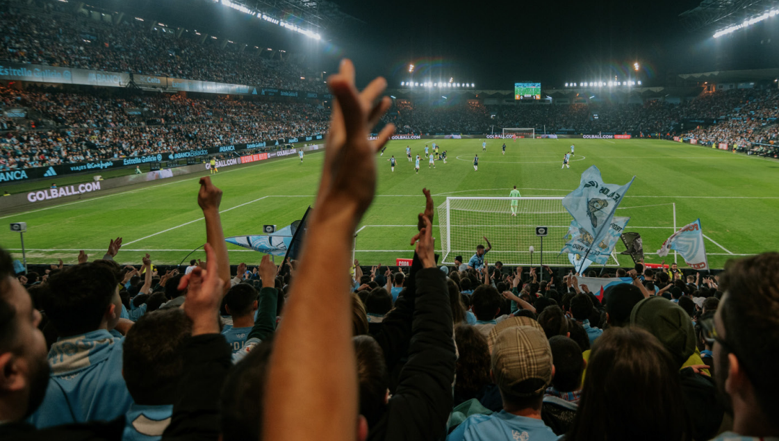 Grada de animaciu00f3n del Celta en Marcador Baixo en Balau00eddos en una foto del club