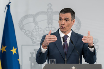 Archivo - El presidente del Gobierno, Pedro Sánchez, comparece ante los medios, en el Palacio de la Moncloa, a 29 de abril de 2025, en Madrid (España). Tanto en la reunión del Consejo de Seguridad