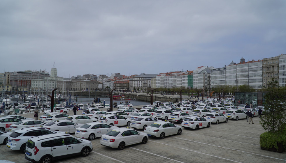 Protesta de taxistas en A Coruña
