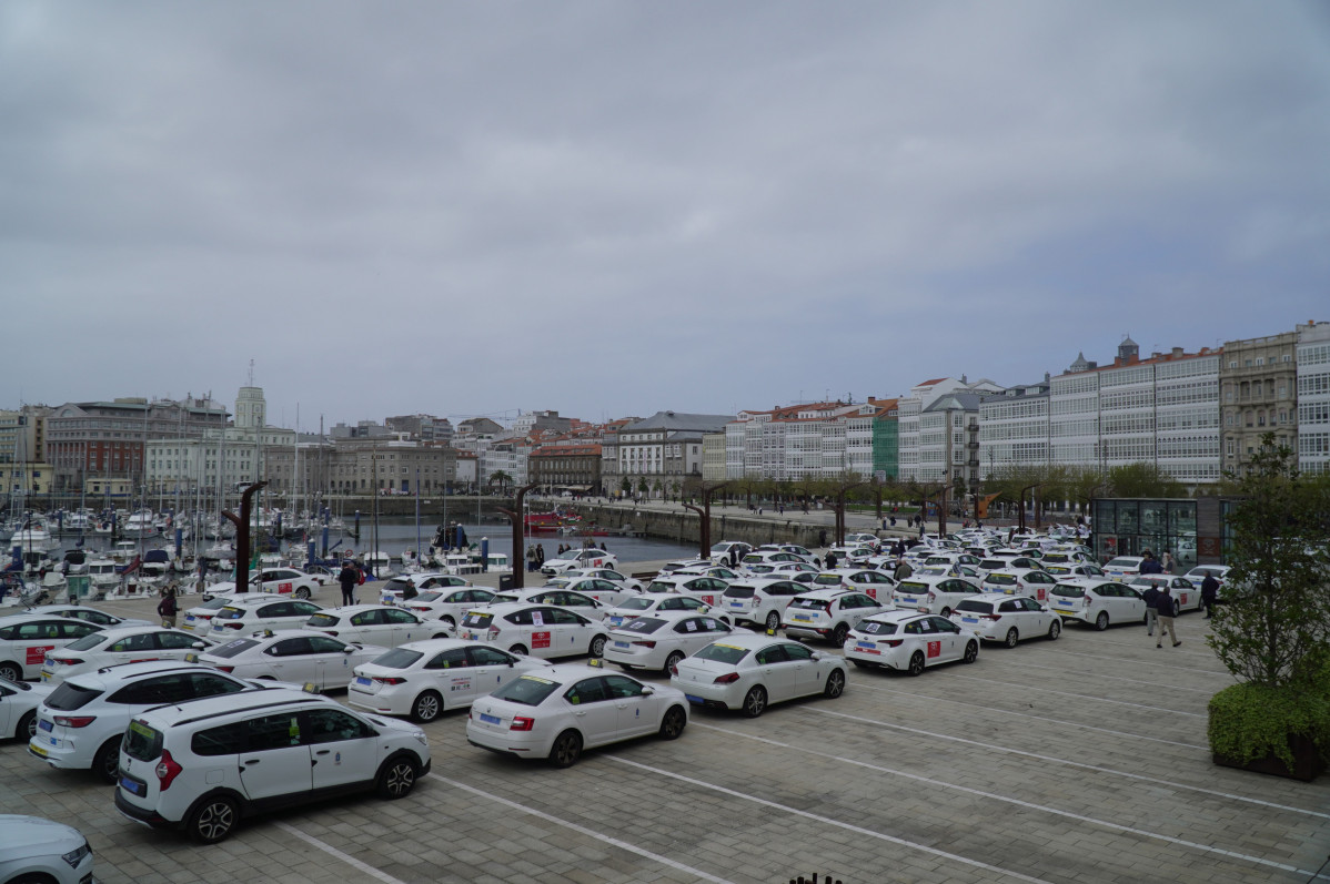 Protesta de taxistas en A Coruña