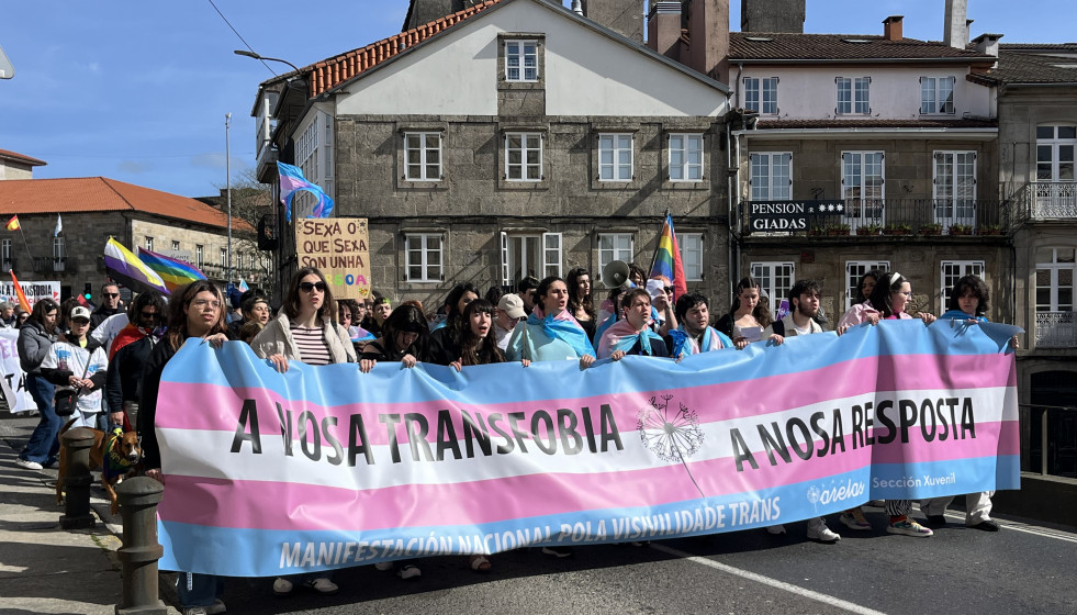 Manifestación por el Día de la Visibilidad Trans, a 29 de marzo de 2026, en Santiago de Compostela (A Coruña).