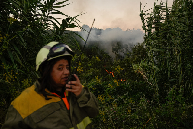 Archivo - Una persona colabora en la extinción del fuego, a 29 de julio de 2025, en Arbo, Pontevedra, Galicia (España).