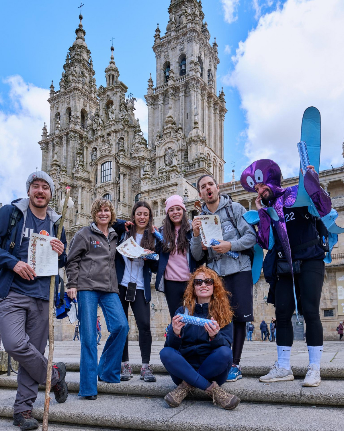 Influencers a su llegada a Santiago.