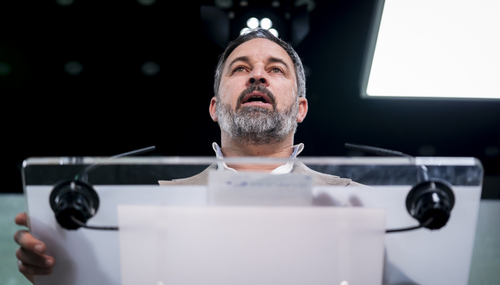 Archivo - El presidente de Vox, Santiago Abascal, en una intervención. Foto de archivo.