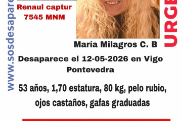 Buscan a una mujer de 53 años, desaparecida en Vigo el 12 de mayo de 2026.