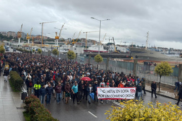 Imagen de la manifestación del metal de este martes.