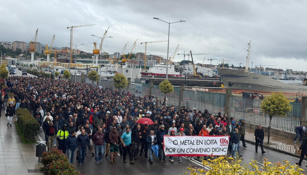 Imagen de la manifestación del metal de este martes.