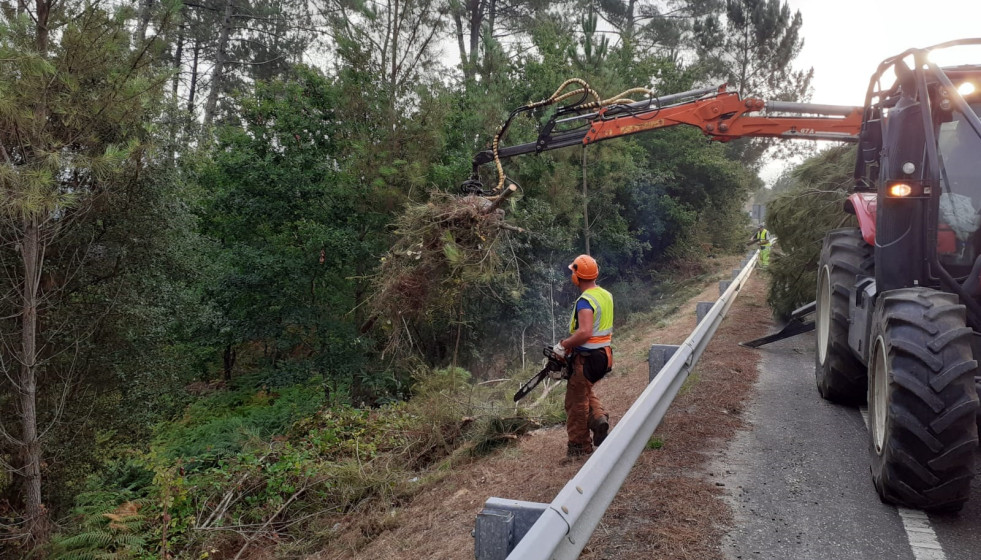 Archivo - Desbroce de márgenes de carreteras, limpieza de biomasa, roza