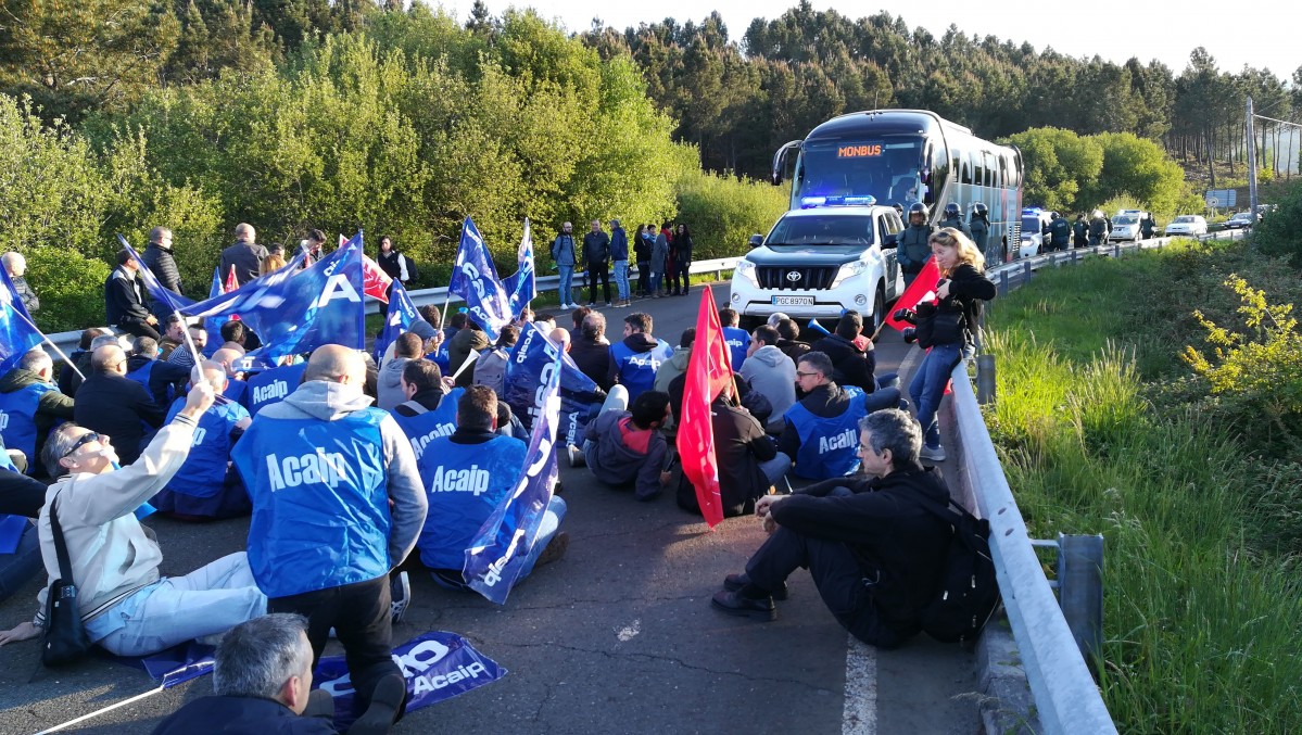 Protesta de funcionarios de prisións na Lama (Pontevedra).