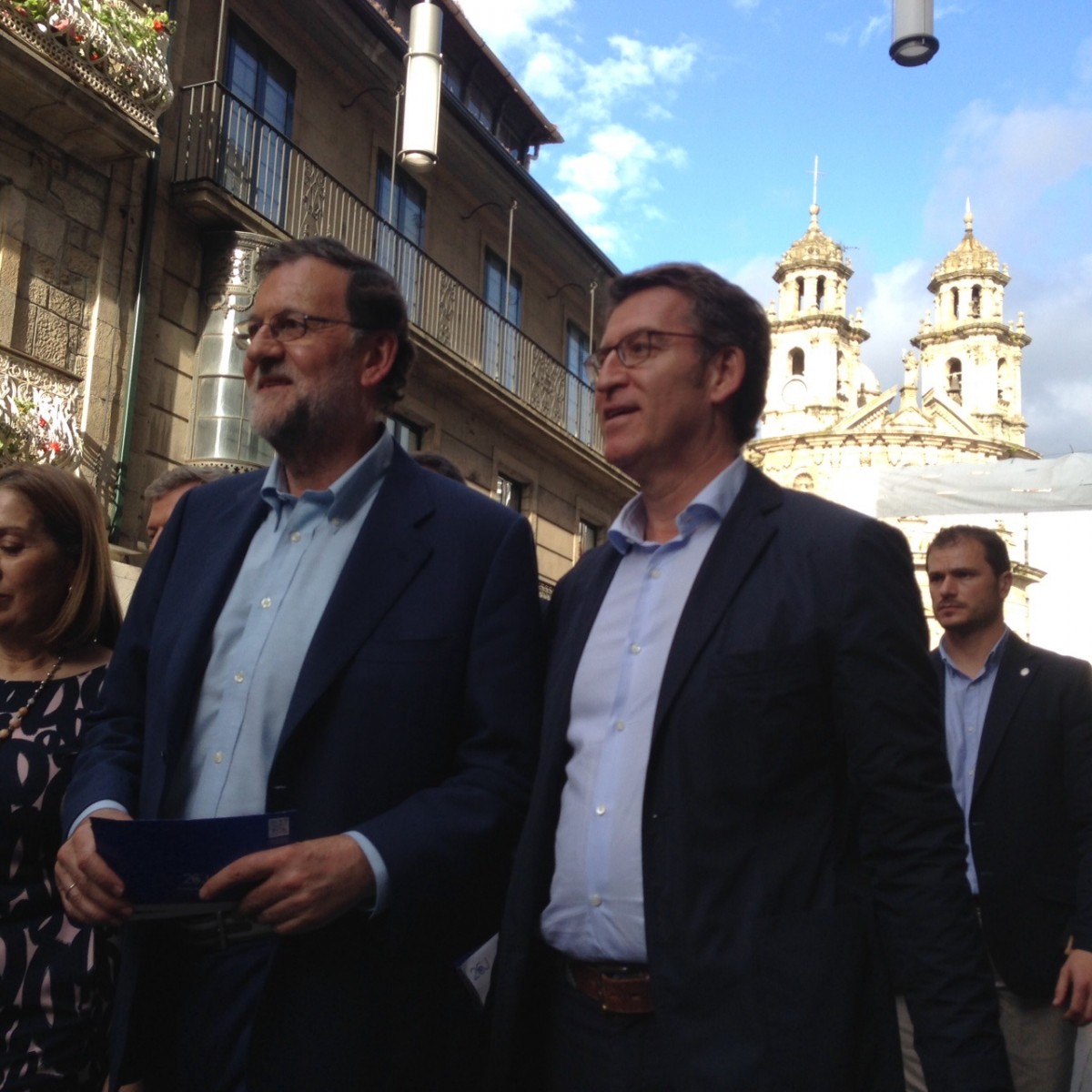 Mariano Rajoy e Alberto Núñez Feijóo pasean por Pontevedra