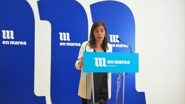 Eva Solla en rolda de prensa na sede do Grupo Parlamentario de En Marea.