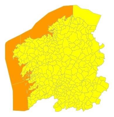 Alerta laranxa por temporal no litoral galego