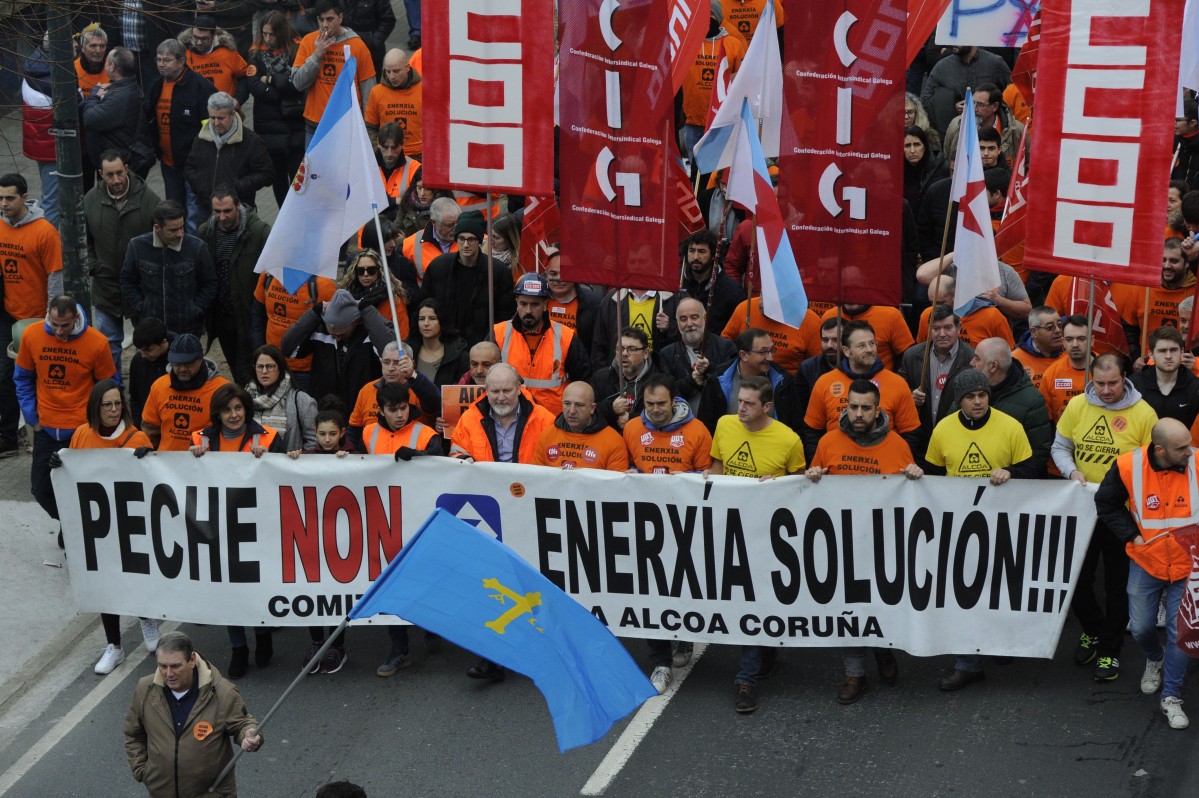 Imaxe da manifestación de Alcoa na Coruña.