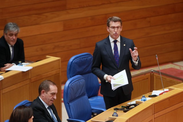 O presidente de la Xunta no pleno do Parlamento de Galicia.