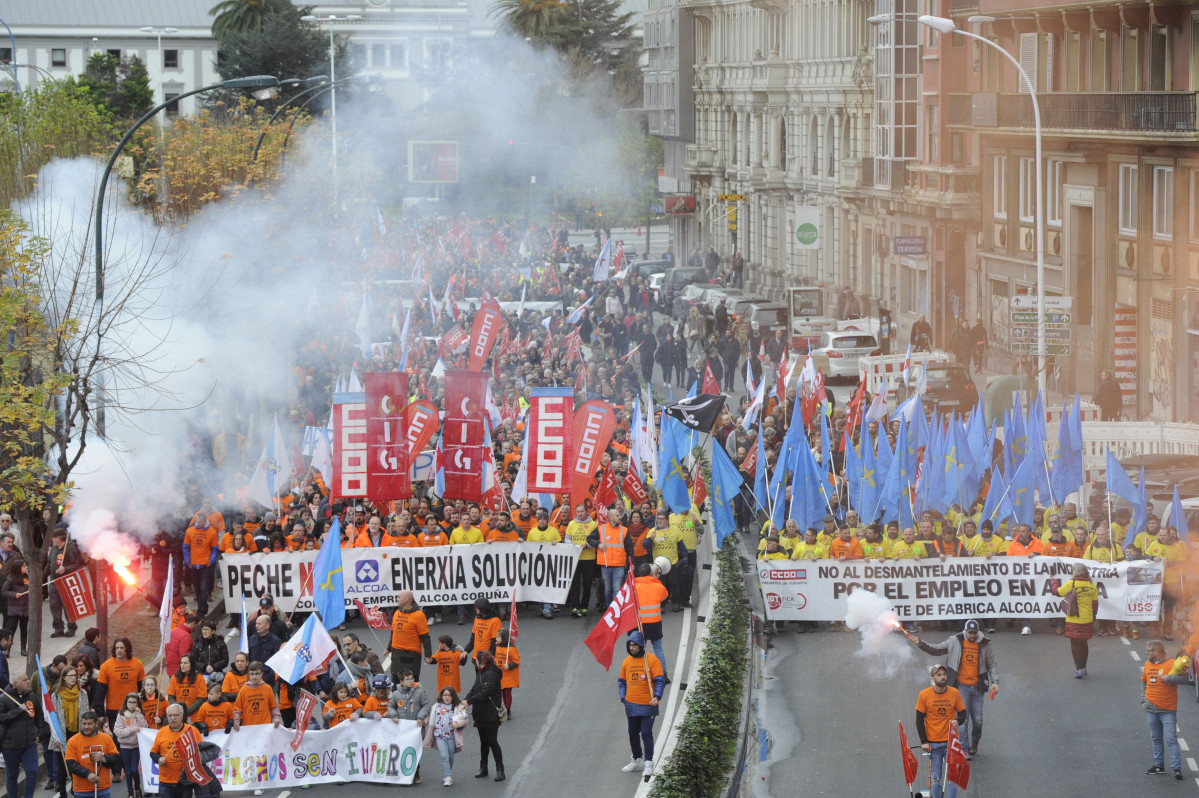 Imaxe da manifestación de Alcoa na Coruña.