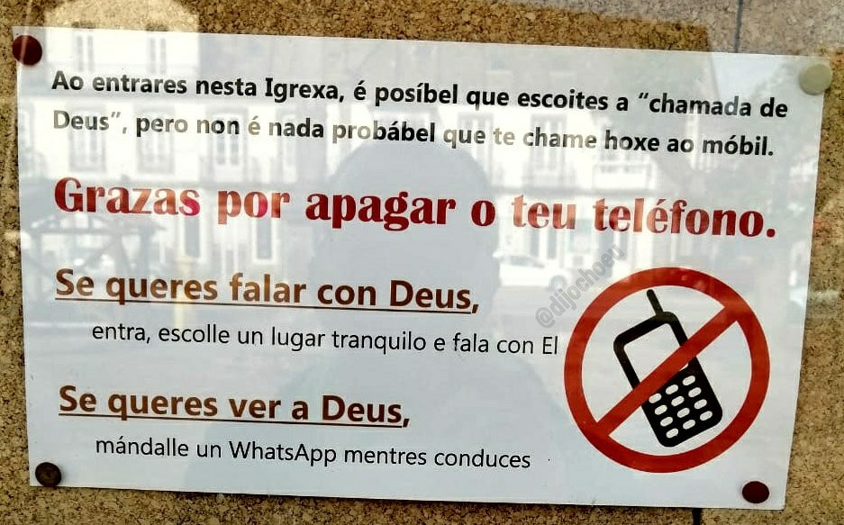 Cartel prohibido moviles telefonos parroquia nigran ramallosa