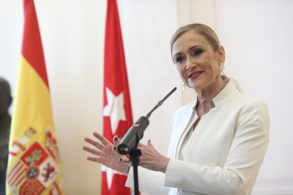 Imaxe de arquivo da expresidenta da Comunidad de Madrid Cristina Cifuentes durante a rolda de prensa na que anunciou a súa dimisión.
