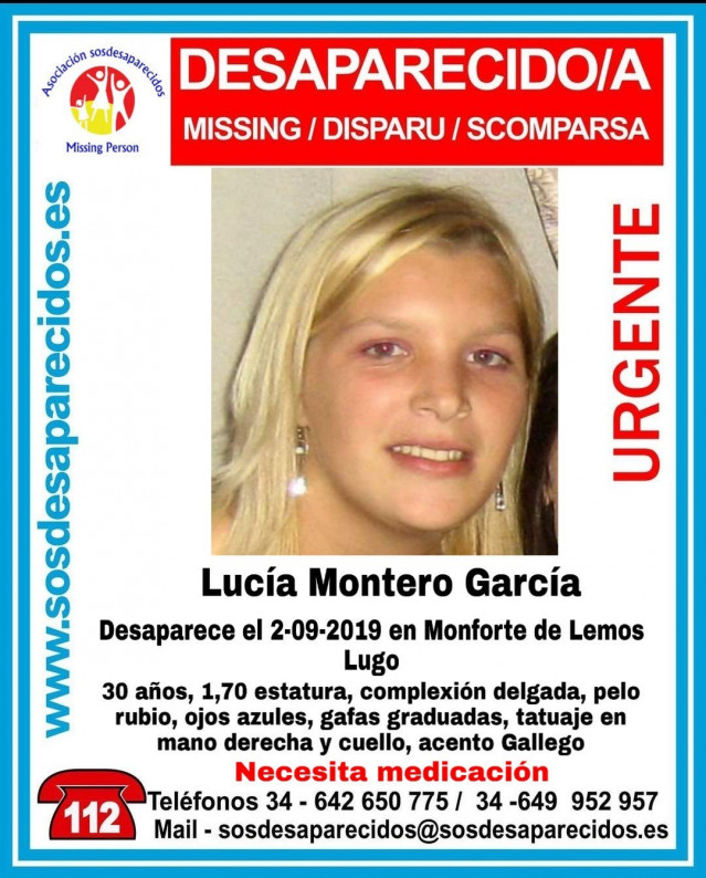 Lucía Montero, a nova desaparecida en Monforte de Lemos.