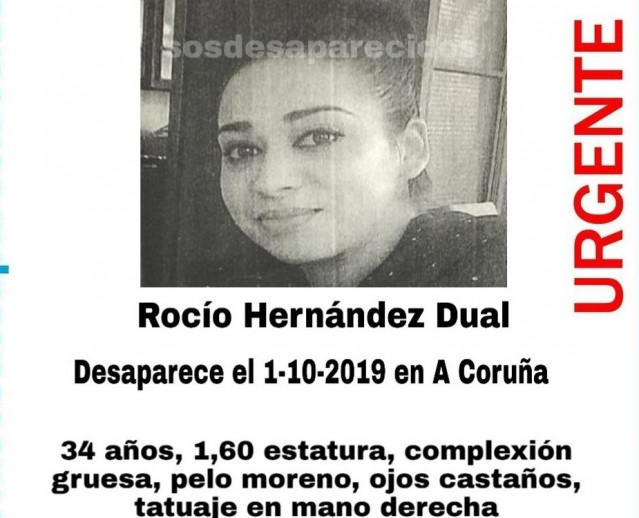 Rocío Hernández Dual, desaparecida na Coruña o pasado 1 de outubro