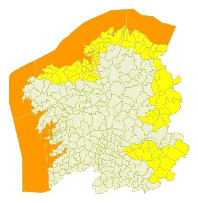 Avisos meteorolóxicos en Galicia para o luns 3 de outubro