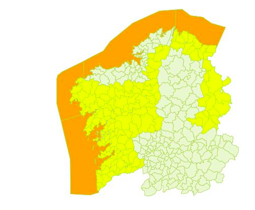 Mapa de alertas de Meteogalicia para o xoves