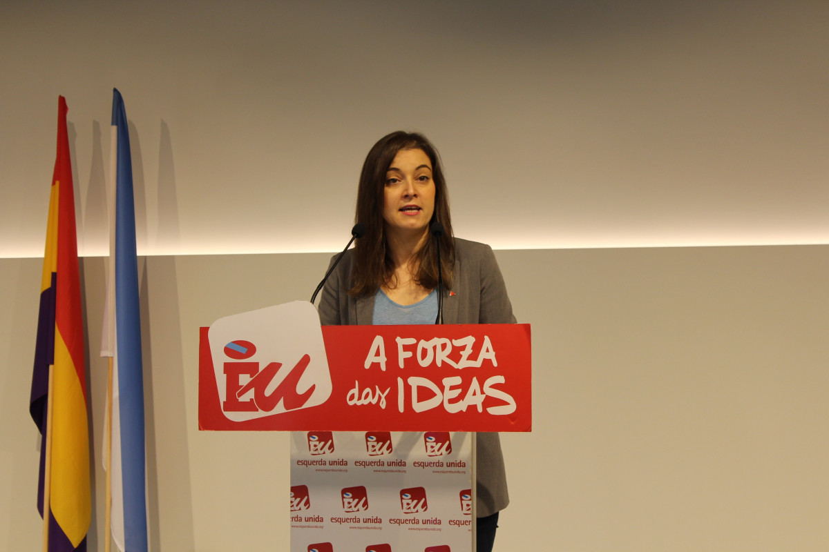 A coordinadora nacional de Esquerda Unida, Eva Solla, en rolda de prensa