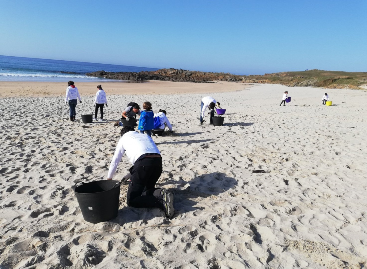 Programa de voluntariado ambiental de Abanca na praia de Doniños.
