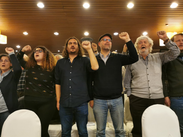 Oriana Méndez, Antón Sánchez, Martiño Noriega e Xosé Manuel Beiras na IV Asemblea Nacional de Anova-Irmandade Nacionalista