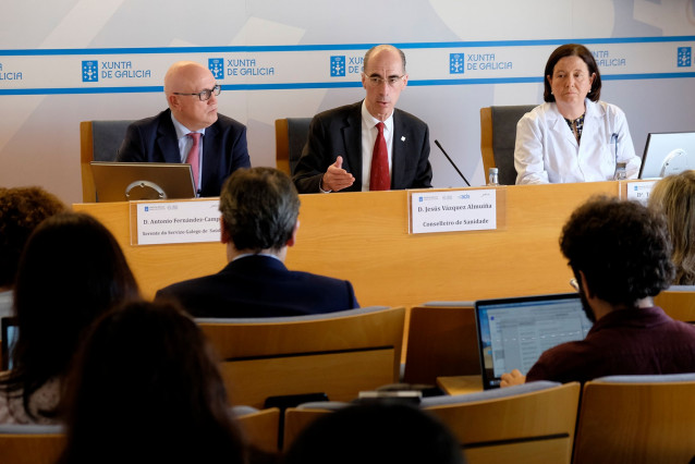 O conselleiro de Sanidade, Jesús Vázquez Almuiña, informa sobre a evolución do coronavirus en Galicia.
