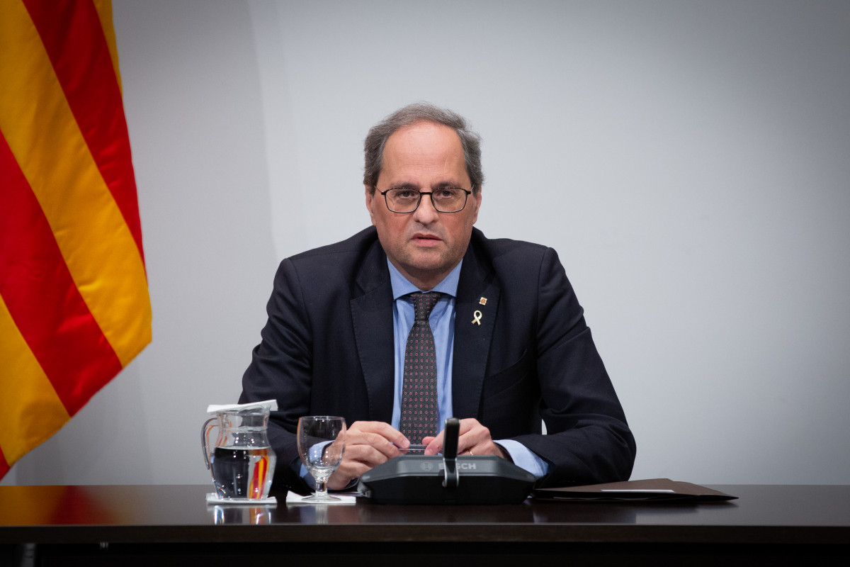 O president da Generalitat, Quim Torra, presideix unha reuniu extraordinària do Consell Executiu per analitzar l'evolució do coronavirus, Barcelona/Catalunya (Espanya) 12 de març do 2020.