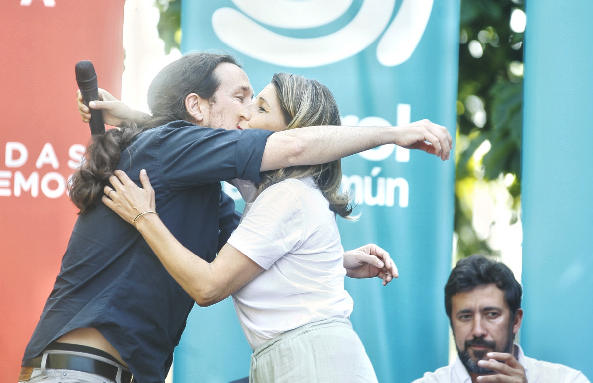Ou líder de Podemos, Pablo Iglesias, e a candidata galega de En Comun Unidas Podemos,Yolanda Diaz, interveñen non acto de Podemos en Ferrol, Galicia