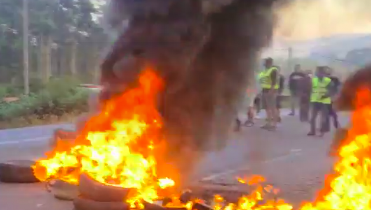 Protesta dos traballadores de Alcoa San Cibrao nunha foto da CIG