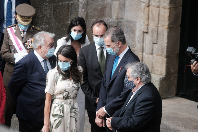 Os Reyes Felipe e Letizia durante os actos oficiais con motivo da festividade de Santiago Apóstolo en Santiago de Compostela (Galicia), ao 25 de xullo de 2020.