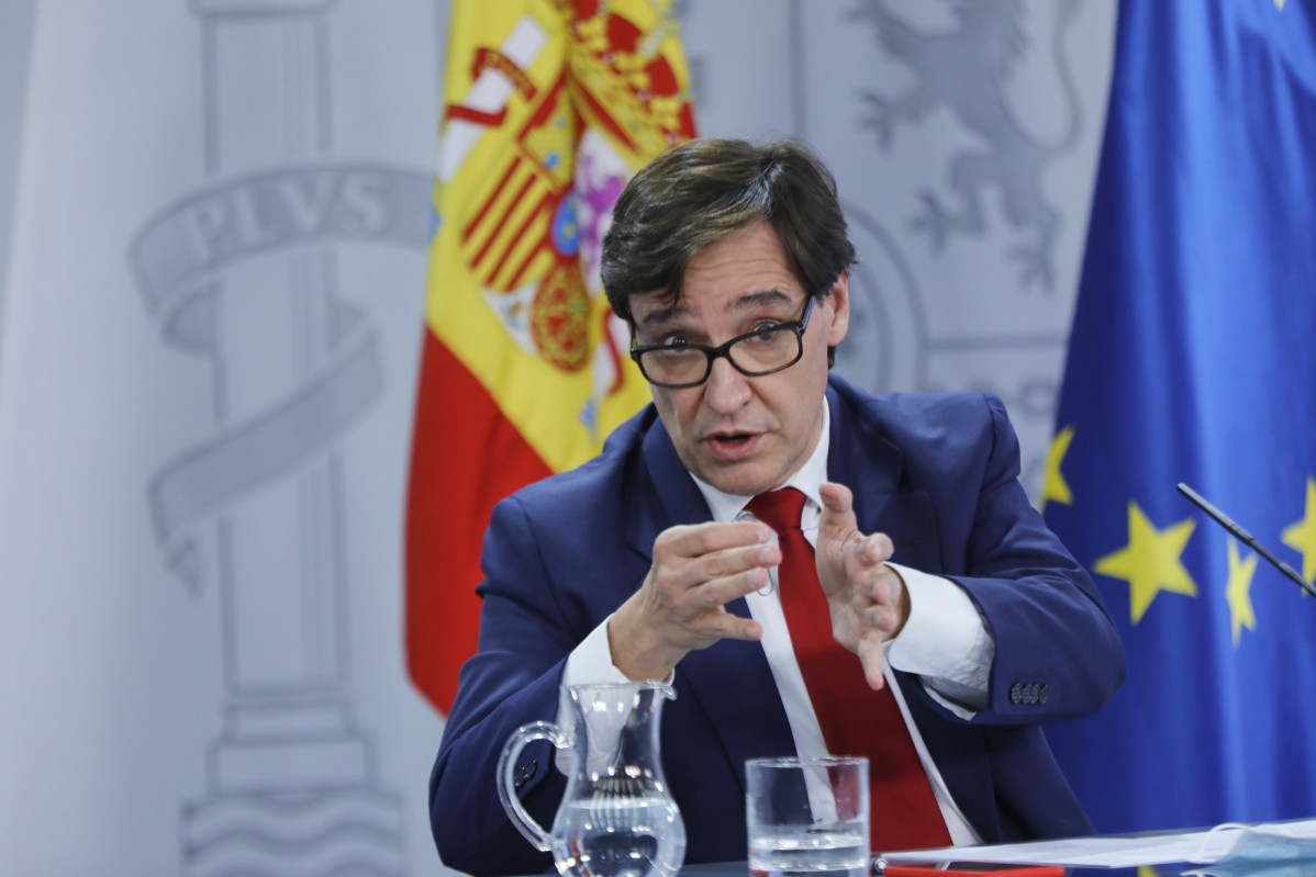O ministro de Sanidade, Salvador Illa, comparece en rolda de prensa telemática en Moncloa, para informar da evolución da COVID-19, en Madrid (España), ao 28 de setembro de 2020.