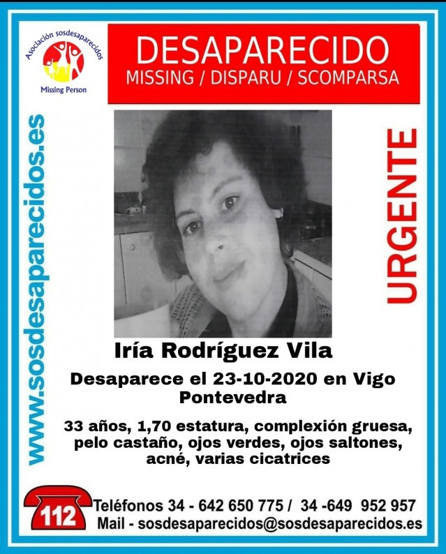 Iria Rodríguez Vila, muller de 33 anos desaparecida en Vigo.