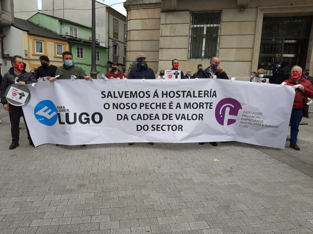 Protesta de hostaleiros en Lugo.