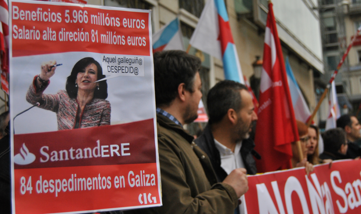 Unha pasada protesta da CIG contra o anterior ERE no Grupo Santander