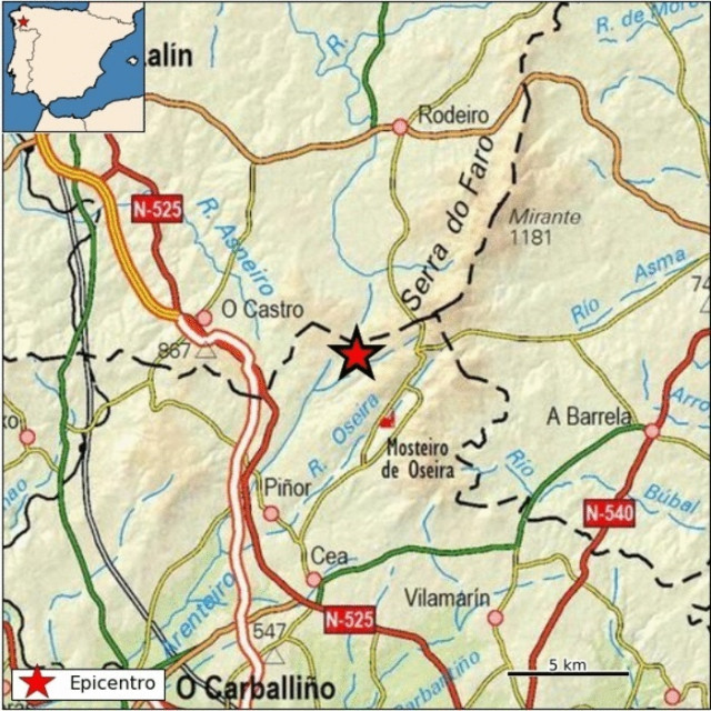 Terremoto rexistrado en Piñor (Ourense)