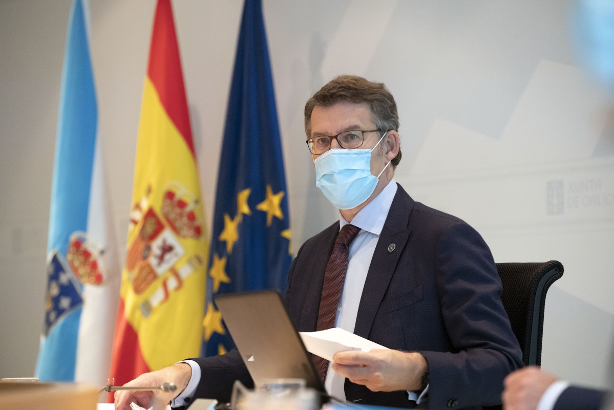 O presidente da Xunta, Alberto Núñez Feijóo, este venres en Consello