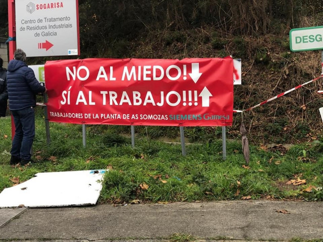 Quinto día de protestas dos operarios de Siemens Gamesa nas Somozas