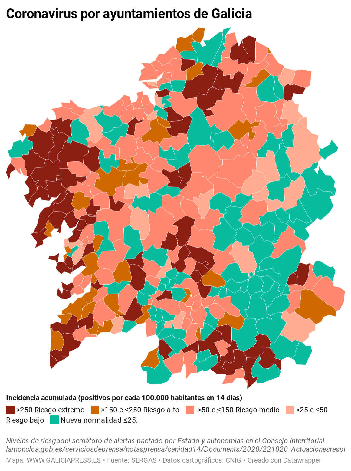 InXUz coronavirus por concellos de galicia 