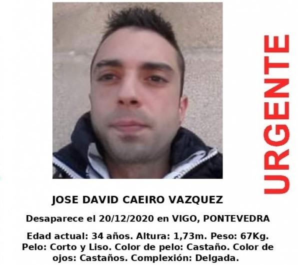 José David Caeiro Vázquez, desaparecido o 20 de decembro de 2020 en Vigo