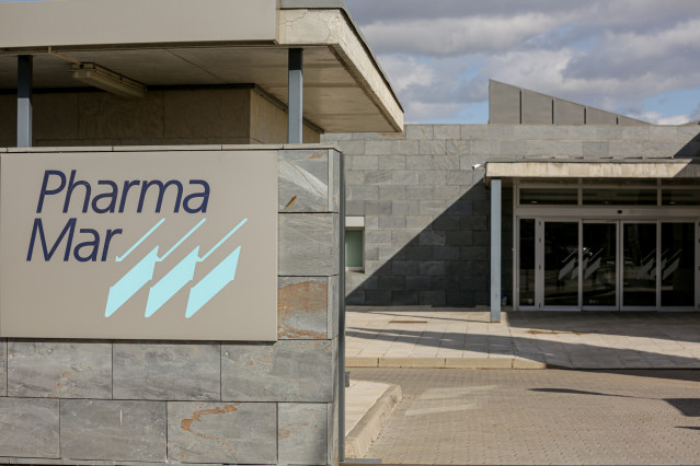 Entrada á sede de PharmaMar, empresa que anunciou o pasado martes día 3 de marzo que podería contar en menos dun mes cun tratamento para tratar o actual brote de coronavirus, denominado Covid-19, en Colmenar Viejo/Madrid (España), ao 5 de marzo de