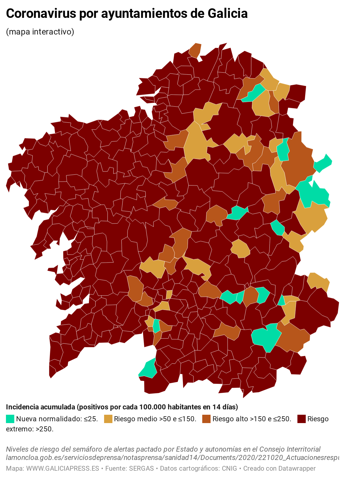 KV7EO coronavirus por concellos de galicia 