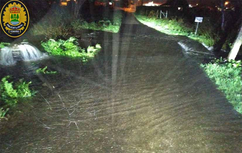 Inundación en Tomiño nunha foto do seu Policía Local