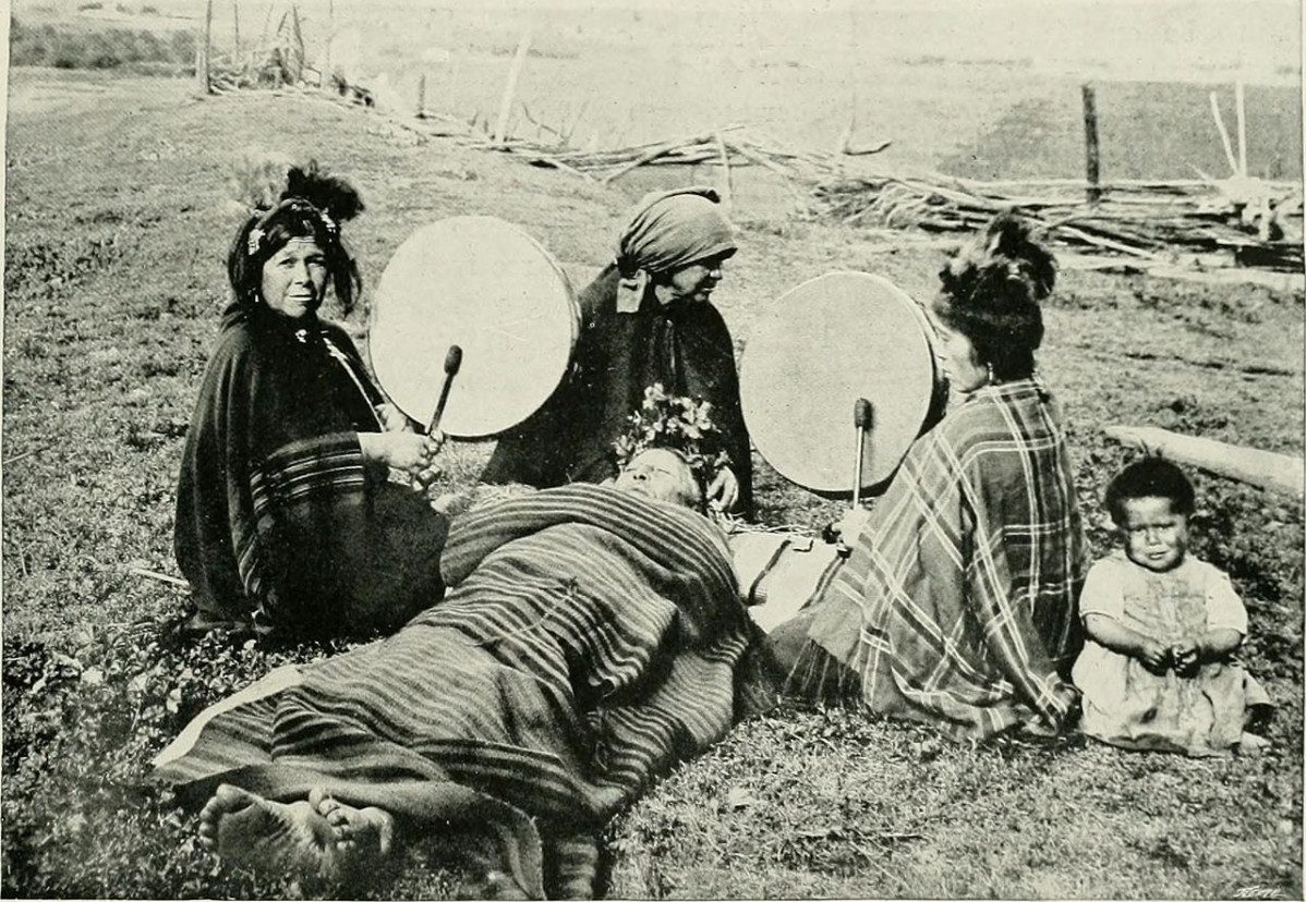 Mapuche medicine women treating a patient